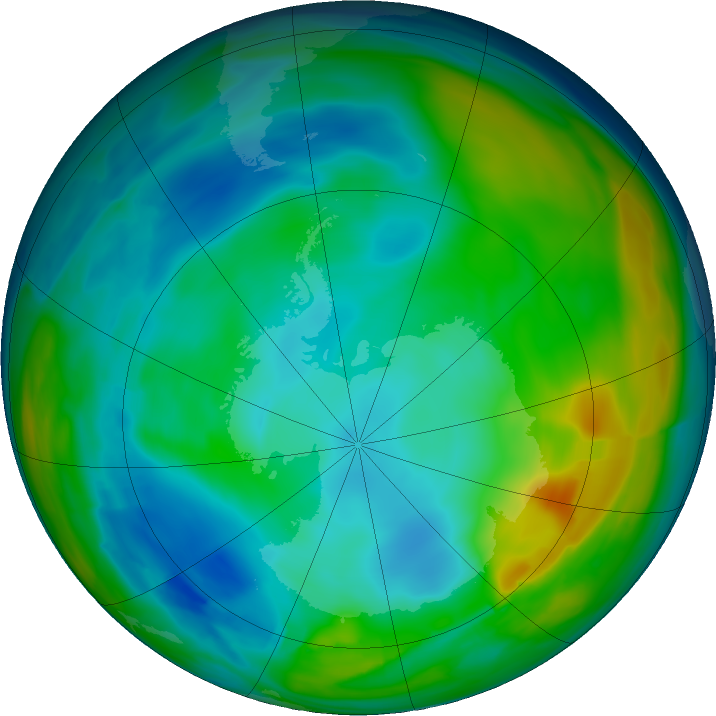 Antarctic ozone map for 12 July 2024